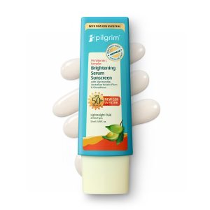 Pilgrim 5% Vitamin C Brightening Serum Sunscreen SPF 50+ PA++++ with Niacinamide & Glutathione | InVivo Tested New Gen UV Filters Broad Spectrum Sun.